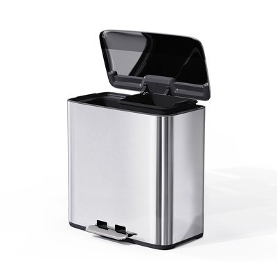 comprar 28L * 2 acero inoxidable suave cerrado cuadrado Pedal contenedor de basura para el hogar oficina sala de estar contenedor de basura de reciclaje Fabricación en línea
