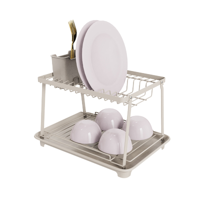 comprar Escurridor de platos plegable de 2 niveles - Organizador de fregadero de acero inoxidable plegable con tabla de drenaje Fabricación en línea