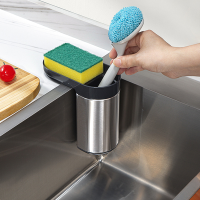 Organizador de lavabo de cocina de acero inoxidable no plegable para almacenamiento de esponjas y cepillos