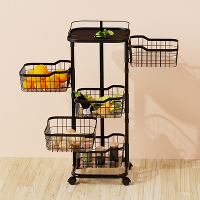 3 4 5 Niveles de almacenamiento giratorio ajustable carro de almacenamiento para la cocina baño