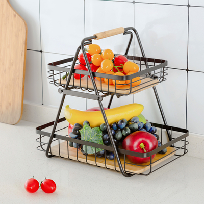 Cesta de alambre de acero para organizar verduras y frutas