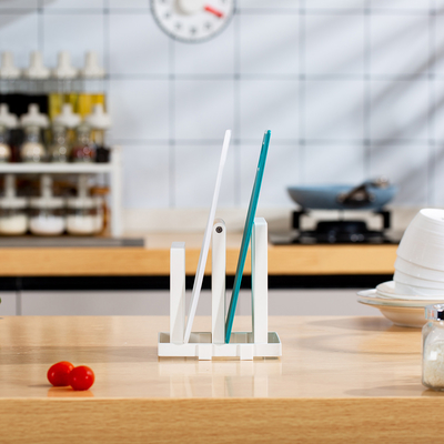 Cuadro de corte de cocina sostenible, soporte de estante, organizador de tablero de corte de varios tamaños