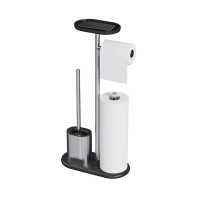 Acero inoxidable portador de papel de baño compacto portador de cepillo de aseo TPR SET portador de tejido de cepillo de aseo duradero