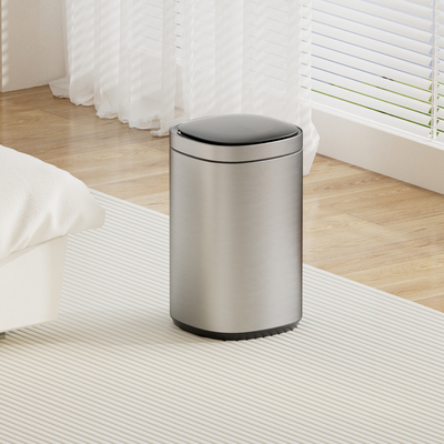 Contenedor doméstico de sensores inteligentes de acero inoxidable satinado de 30L con sensor de movimiento sin contacto y apertura automática