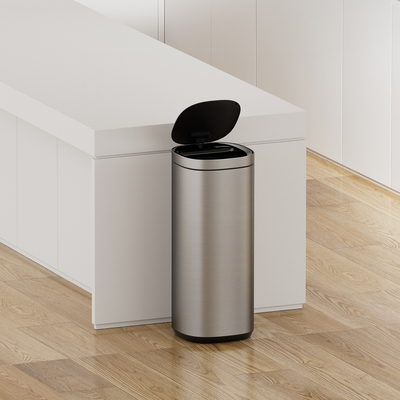 Estructura de pie 50L Sensor de movimiento de acero inoxidable Contenedor de basura doméstico para la eliminación inteligente y elegante de residuos