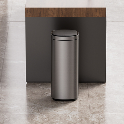 50L de gran capacidad de acero inoxidable sensor inteligente contenedor sostenible y tipo de cubierta de rodadura para la eliminación conveniente de residuos
