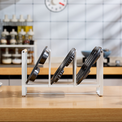 Organizador de la cocina Compacto mango de bambú de metal de la cocina paneles de horneado Estante de horneado de la bandeja organizador
