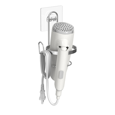 Sustentador de pelo montado en la pared autoadhesivo de acero inoxidable de baño soplado de secador de cabello organizador de estante