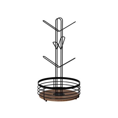 2 niveles tipo de pie elemento de madera hogar multifuncional elegante organizador de la cocina de metal portavasos