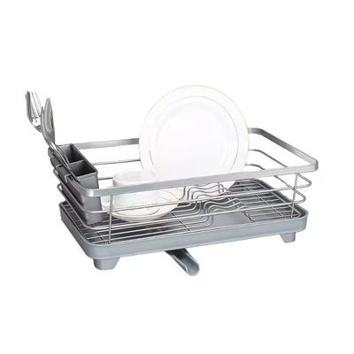 Receptor de platos duradero organización de cocina con bandeja de drenaje y soporte de utensilios