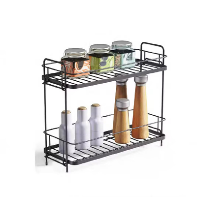 2 nivel organizador del bastidor de especias soporte bastidores de cocina almacenamiento bastidor de metal cocina mostrador de almacenamiento temporada