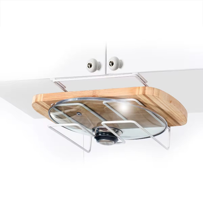 Sobre el gabinete de hierro de alambre de contenedor de tapa de olla y wine rack para la despensa de la cocina