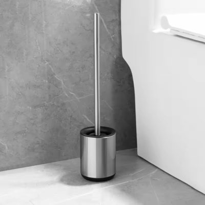 Cepillo de baño de diseño moderno de acero inoxidable con acabado Matt y silicona anti-huellas dactilares