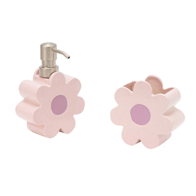 Accesorios de baño de cerámica de flores Conjunto Dispensador de jabón de espuma Soportador de cepillo de dientes