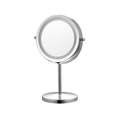 Control táctil Espejo de maquillaje de pie de metal redondo con luces LED