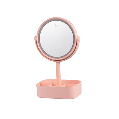 luz de plástico LED espejo de maquillaje con orejas de animales y caja organizadora de joyas