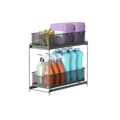Bajo el fregadero organizador de la cesta corredera de almacenamiento de baño moderna cesta combinación de estilo y función