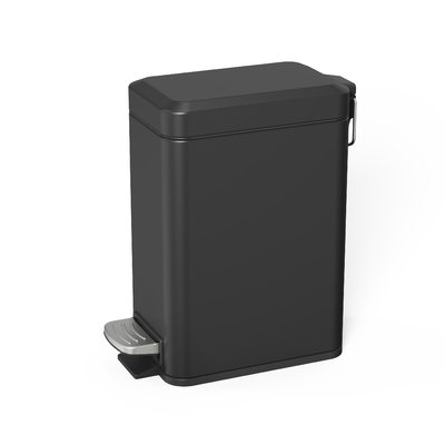 Cisterna de basura de pie de acero inoxidable 5L Rectangular con tapa suave y cerrada