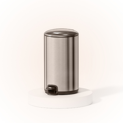 Contenedor de basura de acero inoxidable con tapa delgada y pedal con cubierta rodante suave y cerrada Tipo 20L Contenedor de basura de cocina para el hogar